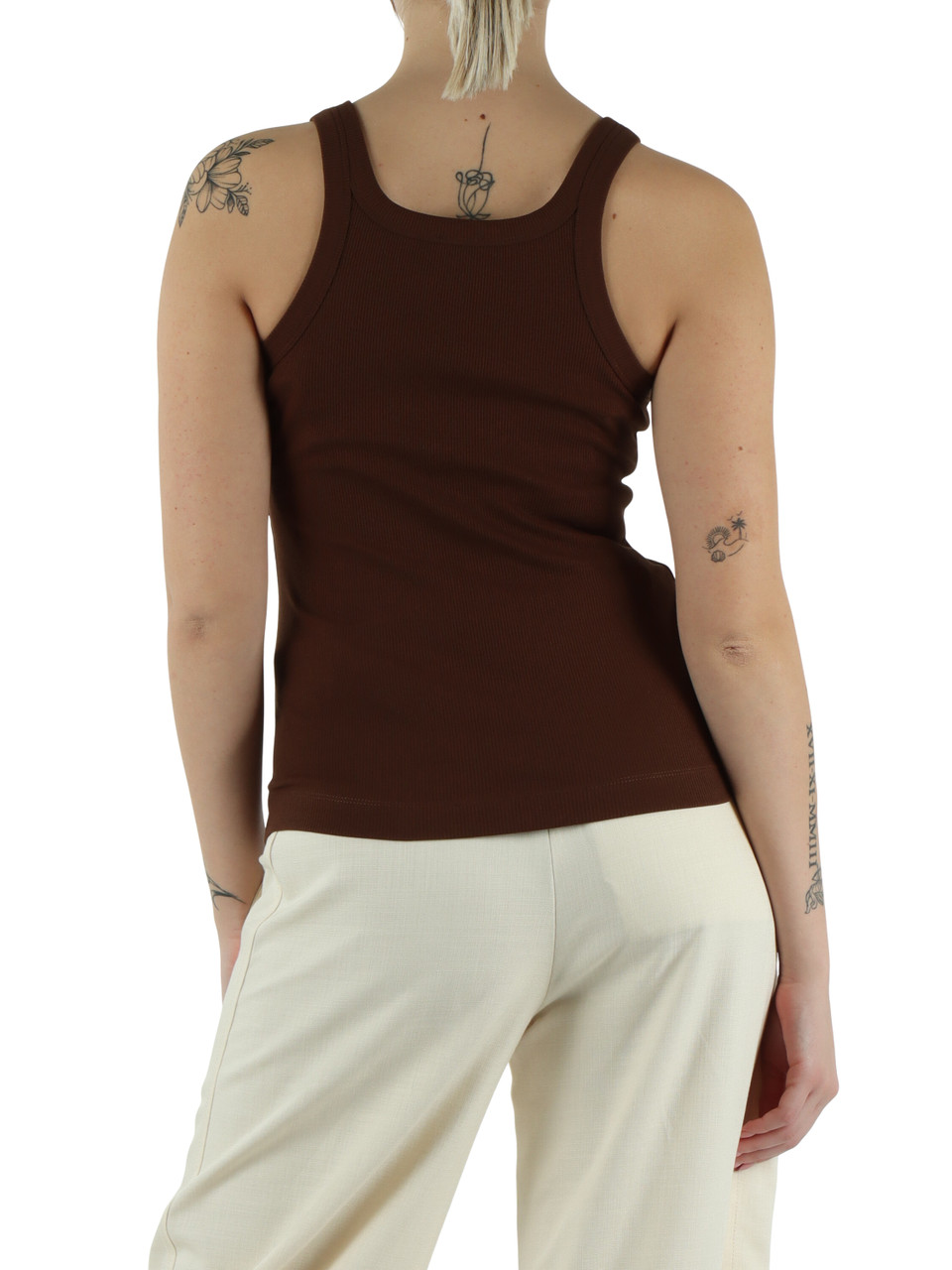 MARRONE | Canotta a costine CAIPIROSKA con ricamo logo
