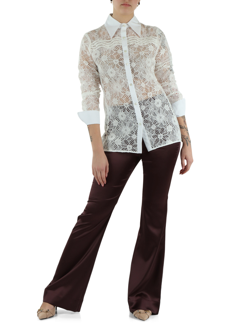 BIANCO | Camicia in pizzo rebrodè COLINE