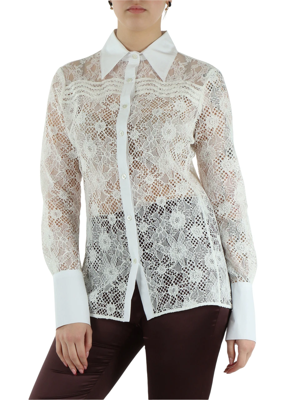 BIANCO | Camicia in pizzo rebrodè COLINE