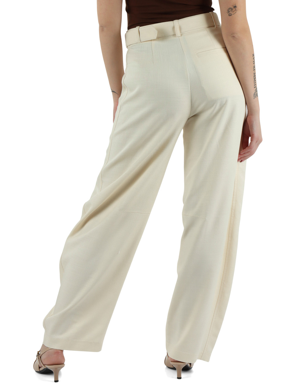 CREMA | Pantalone in viscosa LEXY con cintura