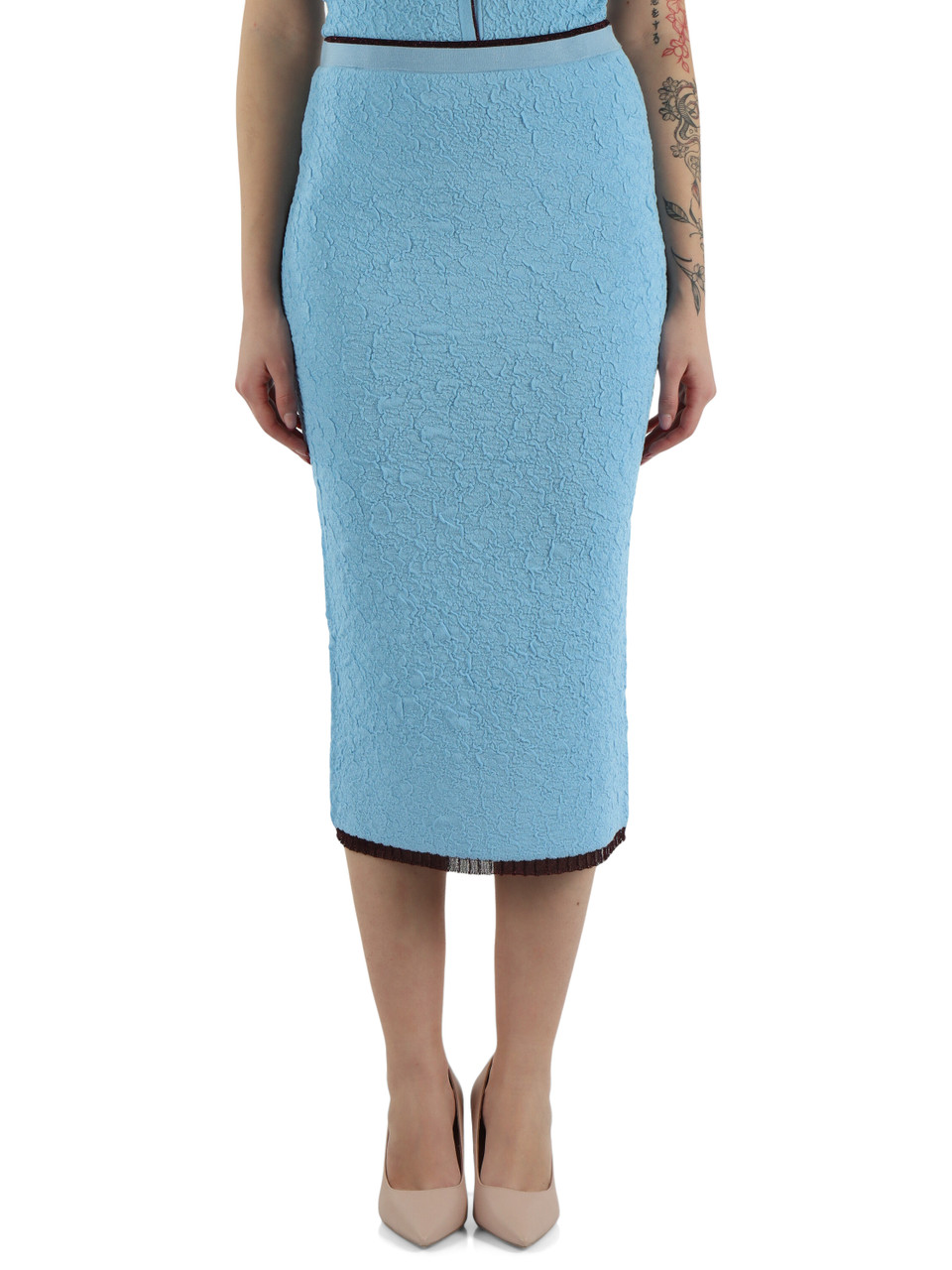 AZZURRO | Gonna midi LUNA in misto viscosa