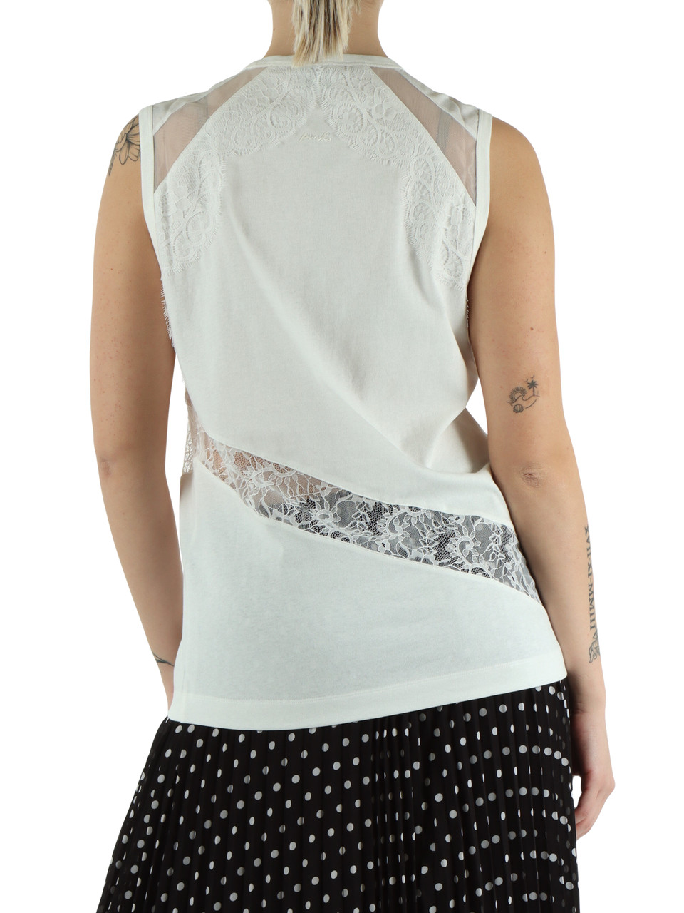 OFF WHITE | Top MOLLY con inserti in tulle e pizzo