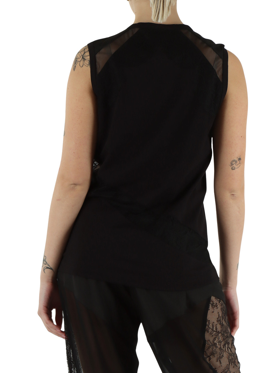 NERO | Top MOLLY con inserti in tulle e pizzo