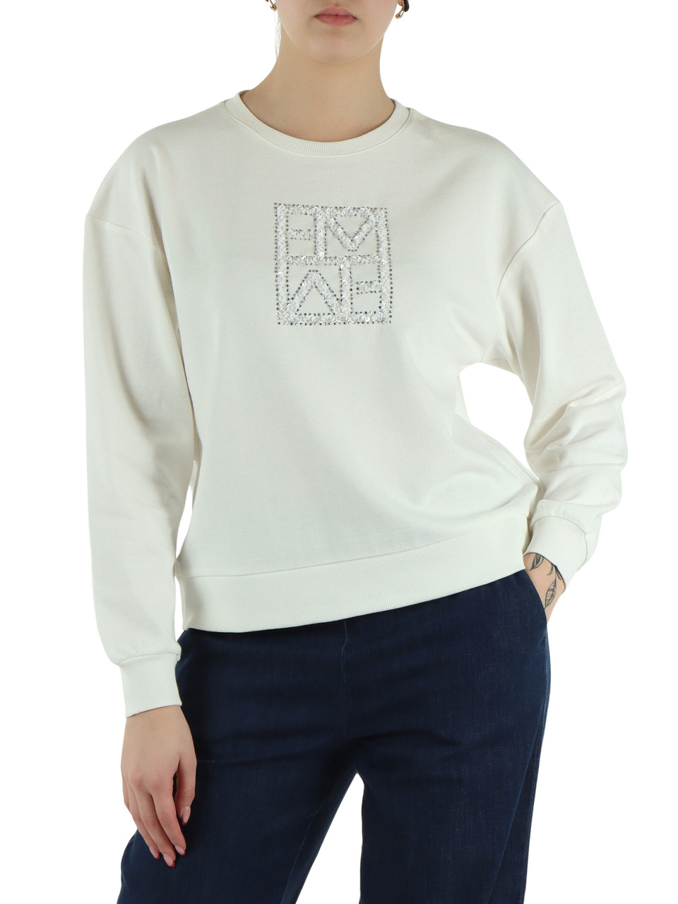 OFF WHITE | Felpa in misto cotone garzato ARMONY