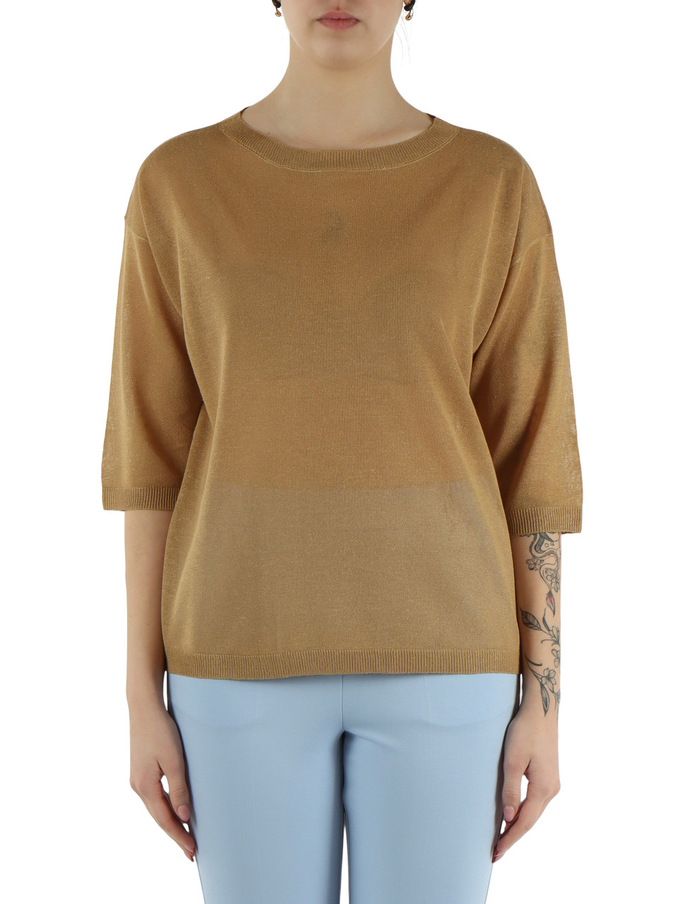 CAMMELLO | Maglia in misto lino e viscosa GIZIA