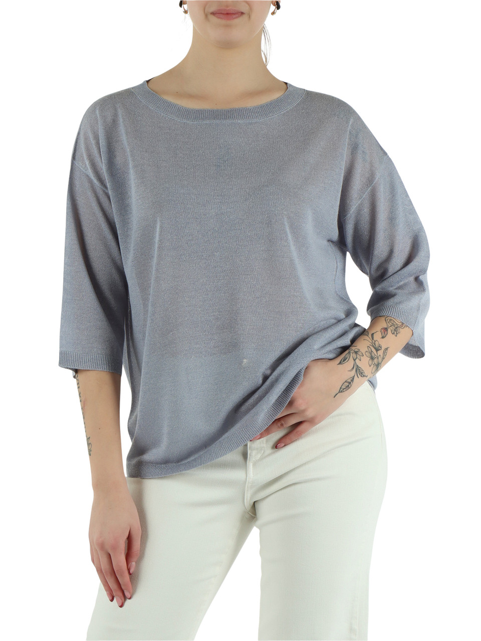 AZZURRO | Maglia in misto lino e viscosa GIZIA