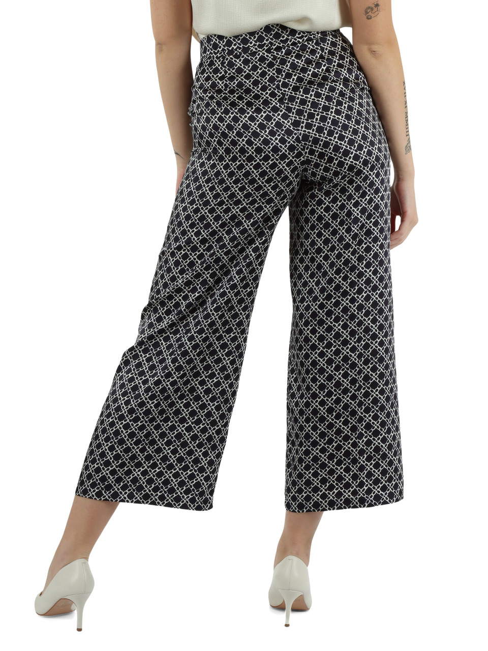 BLU SCURO | Pantalone cropped stampato CARAFFA