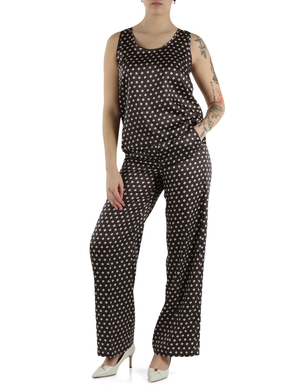 MARRONE | Top stampato CRESTA