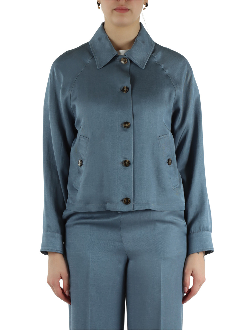 CARTA DA ZUCCHERO | Giacchino in twill di viscosa e lino BAIA1