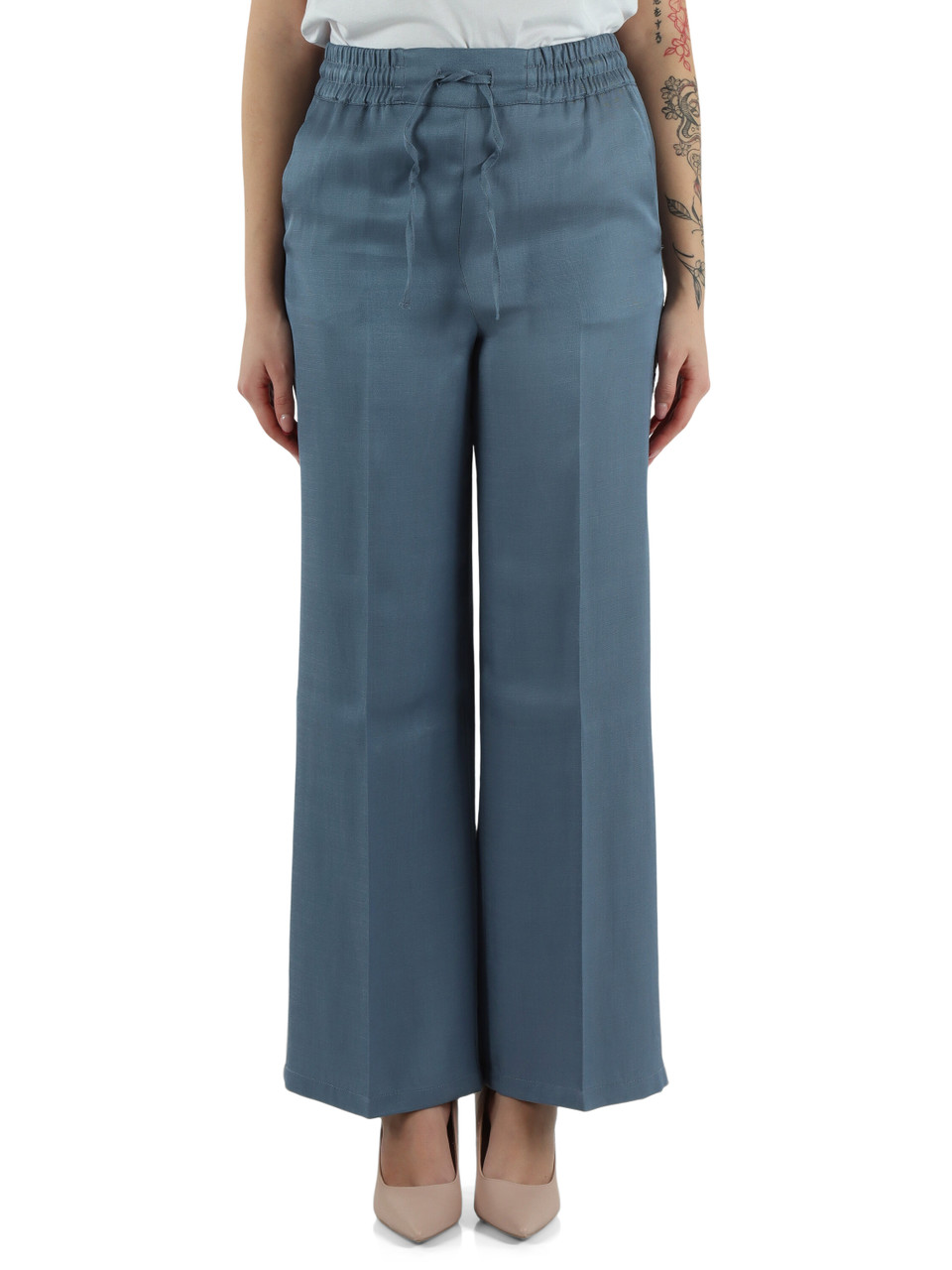 CARTA DA ZUCCHERO | Pantalone in twill di viscosa e lino PACCHE