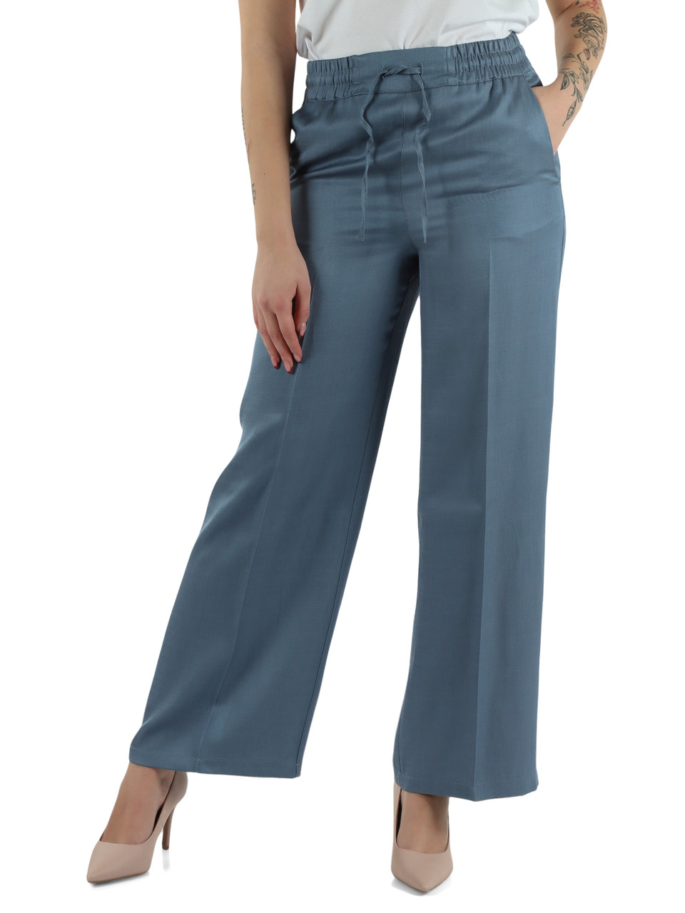 CARTA DA ZUCCHERO | Pantalone in twill di viscosa e lino PACCHE