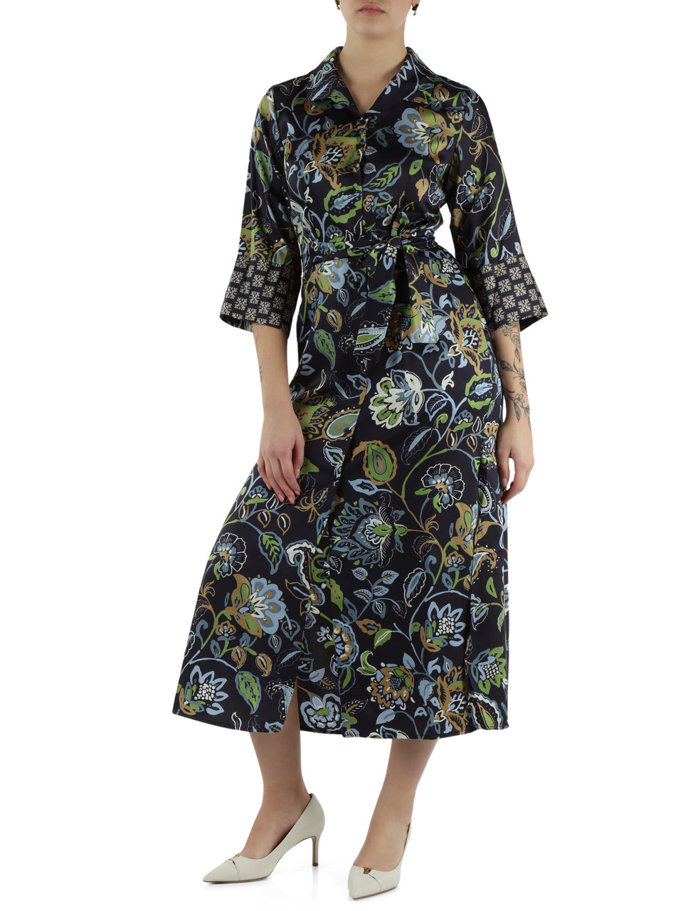 BLAU | Midi-Kleid mit FOLGORE-Print