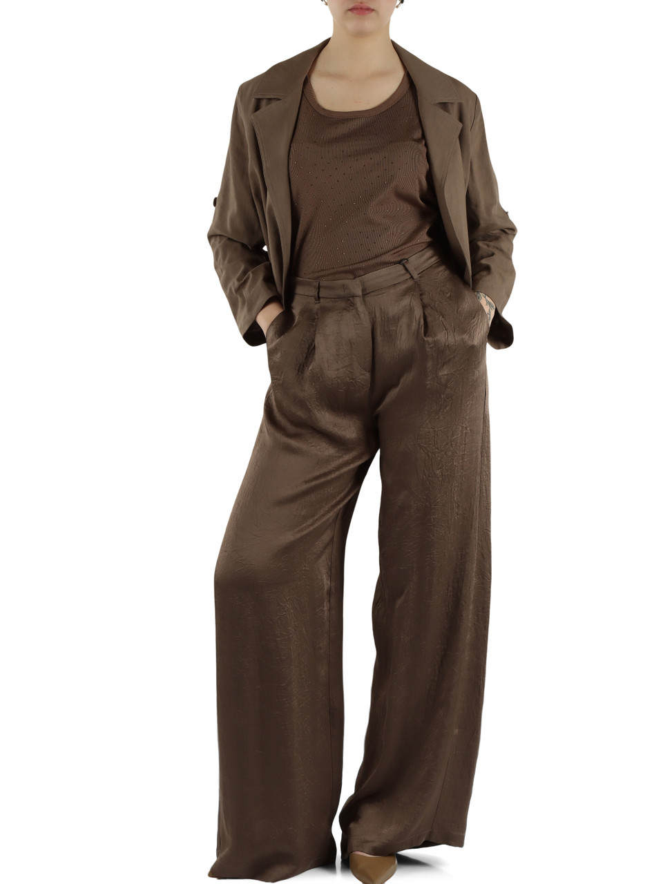 MARRONE | MONOCHROME: Giacchino in lino e viscosa PALCHI