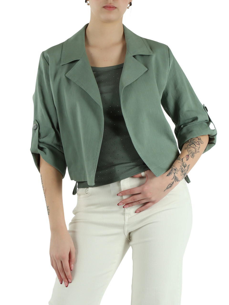 VERDE | MONOCHROME: Giacchino in lino e viscosa PALCHI