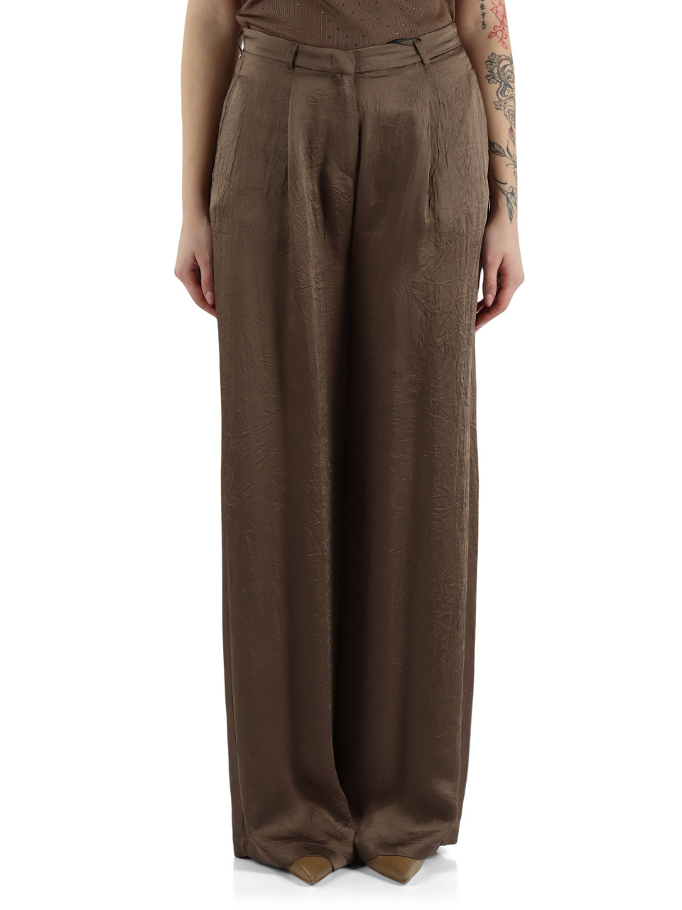 MARRONE | MONOCHROME: Pantalone gamba larga FORMATO