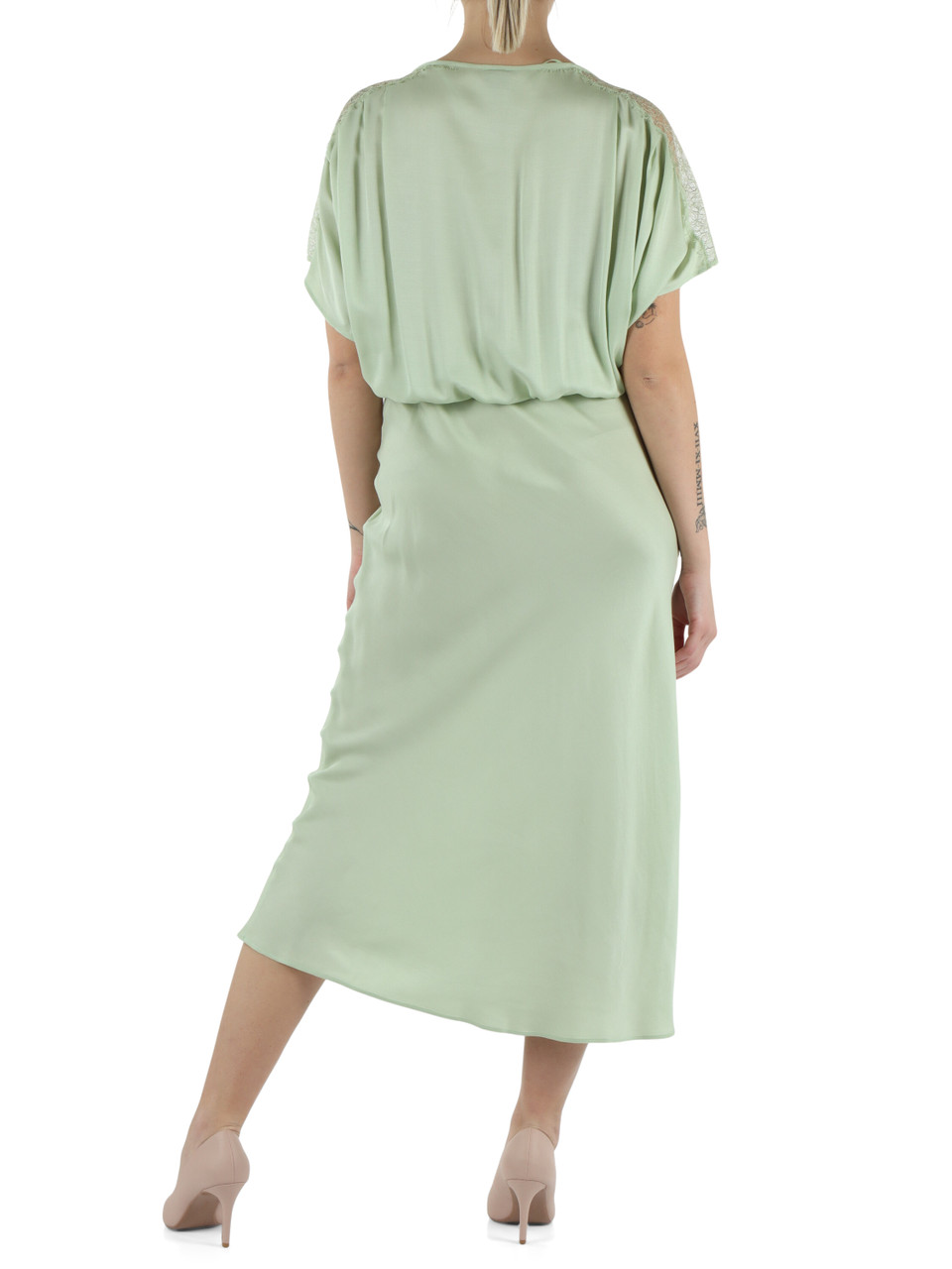 VERDE CHIARO | Abito midi in twill di viscosa ANGIE