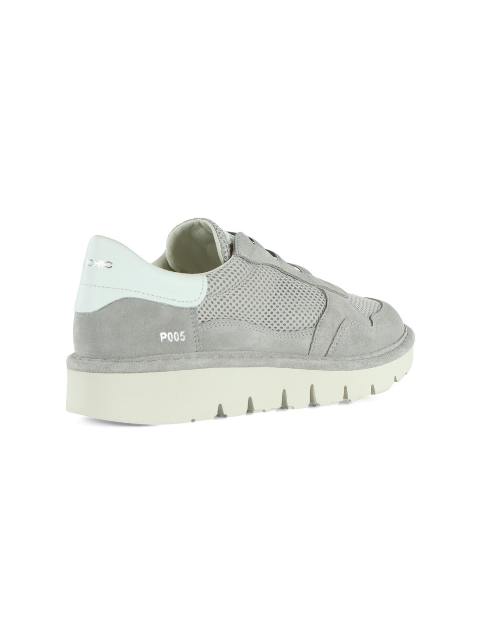 GRIGIO | Sneakers slip on in pelle e tessuto a rete P005