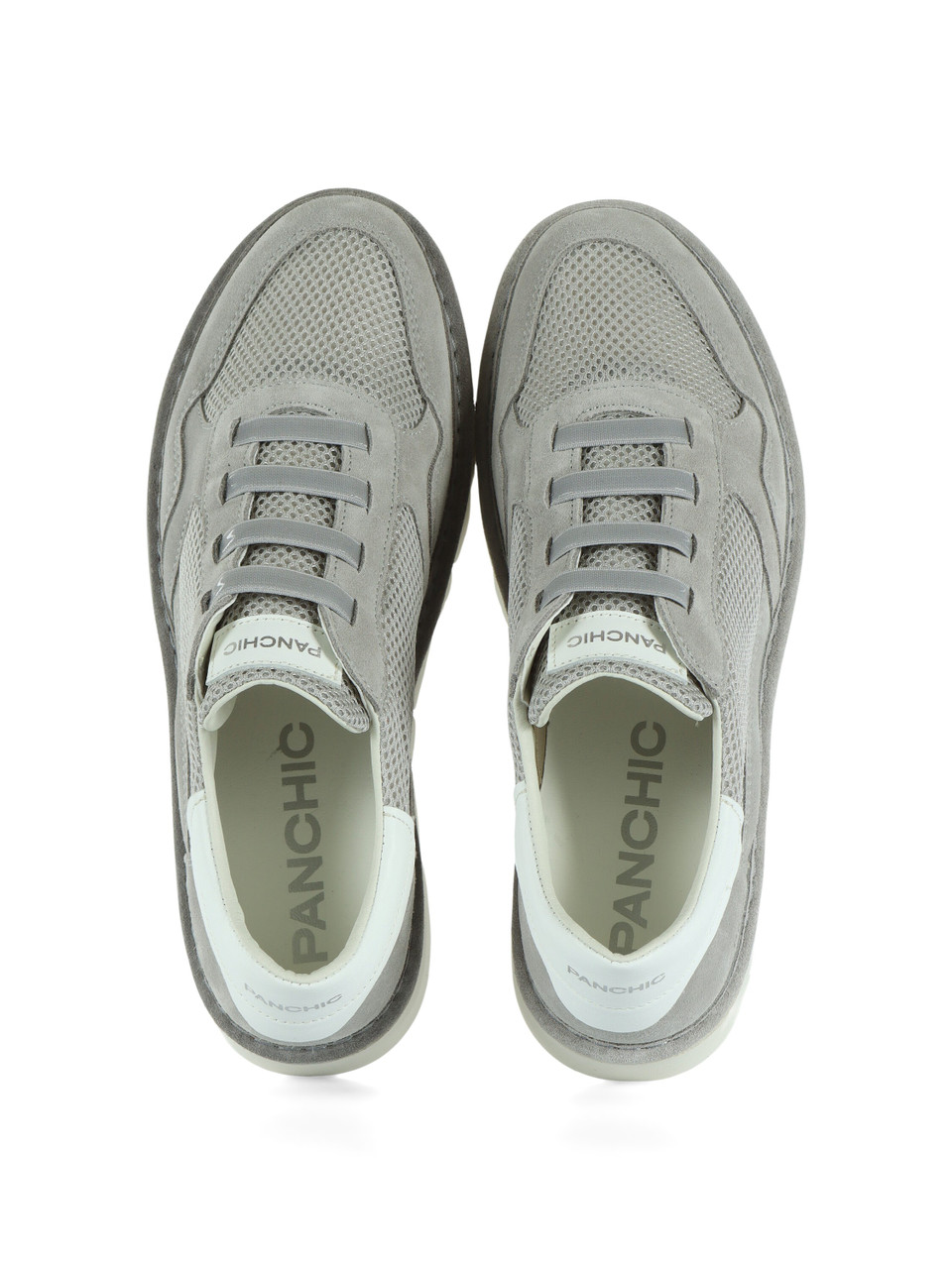 GRIGIO | Sneakers slip on in pelle e tessuto a rete P005