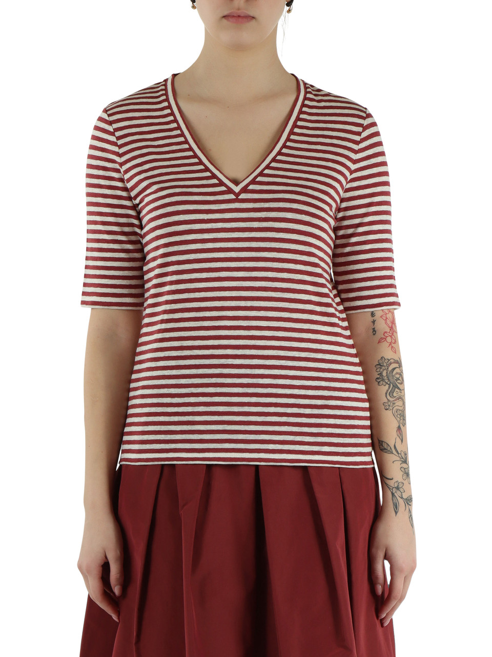 ROSSO SCURO | T-shirt in lino stretch OPZIONE