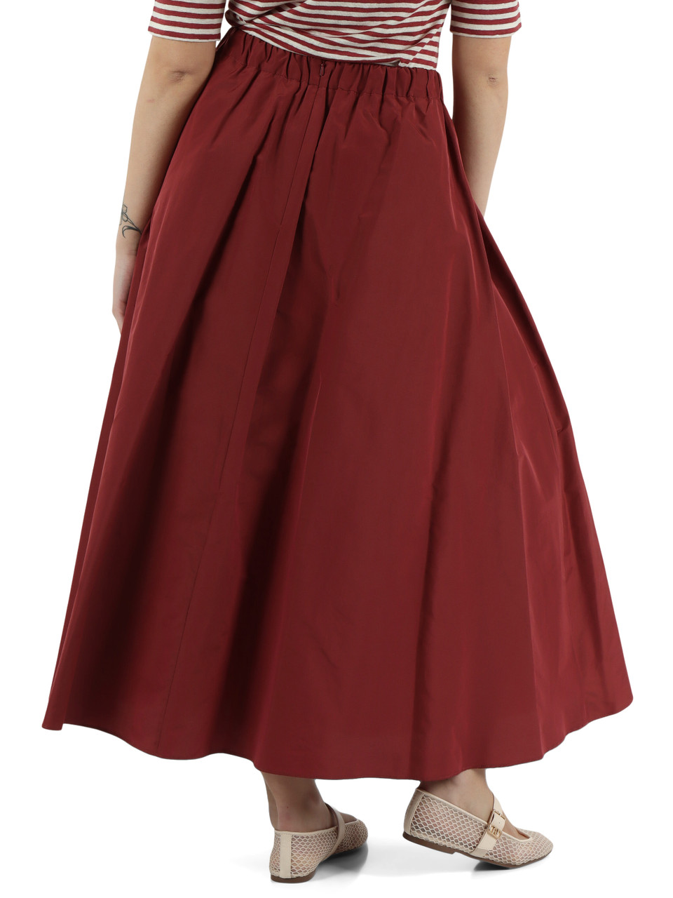 ROSSO SCURO | Gonna midi FORMICA in taffetà di misto cotone