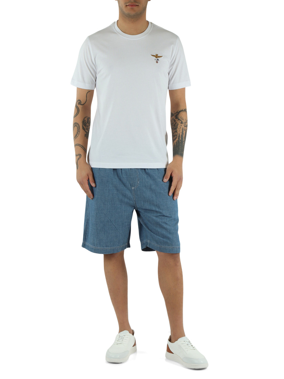 BIANCO | T-shirt in cotone con ricamo logo frontale