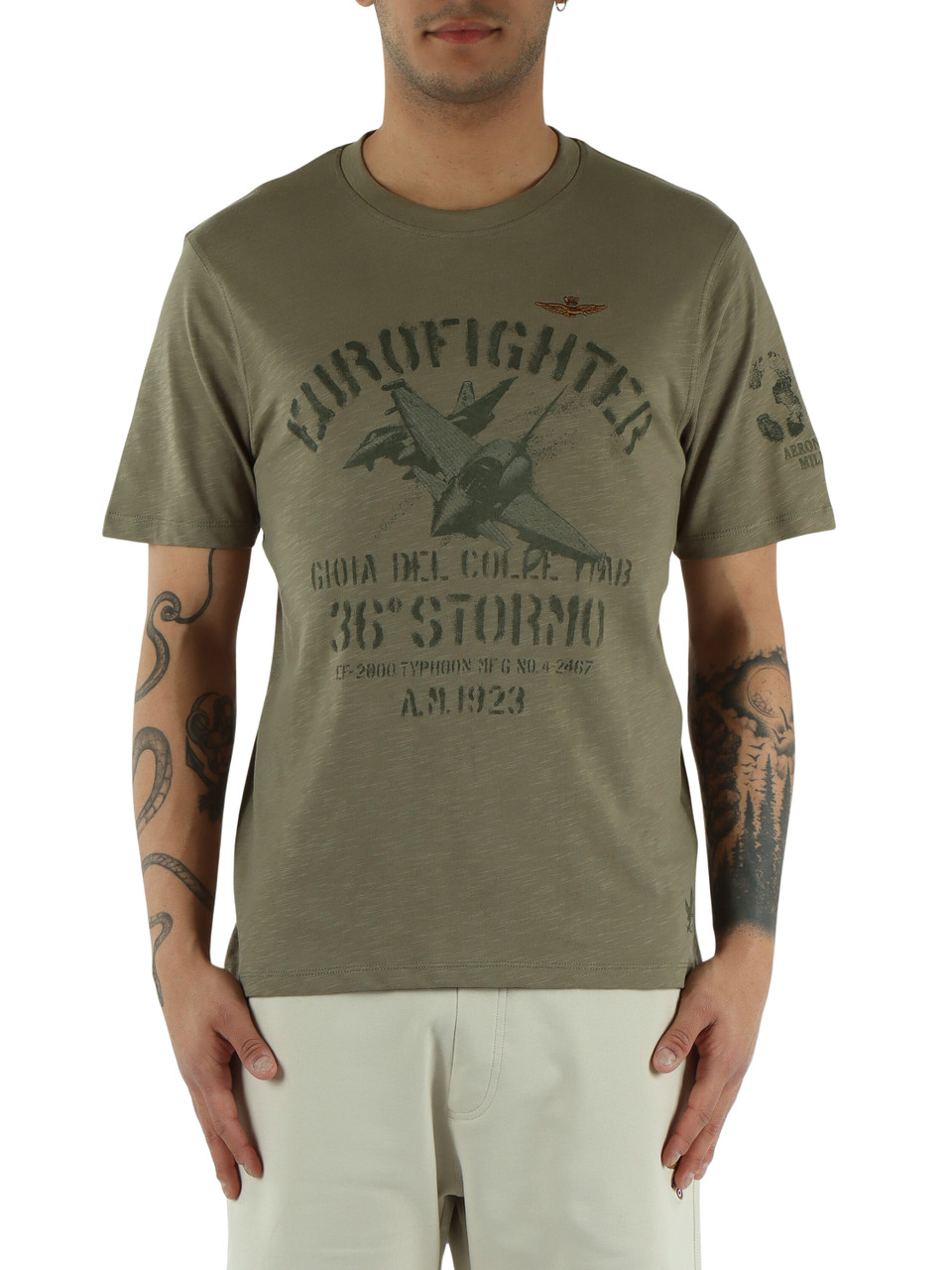 VERDE MILITARE | T-shirt in cotone fiammato regular fit