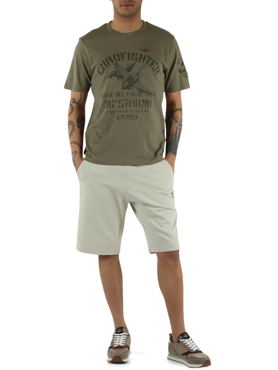 VERDE MILITARE | T-shirt in cotone fiammato regular fit