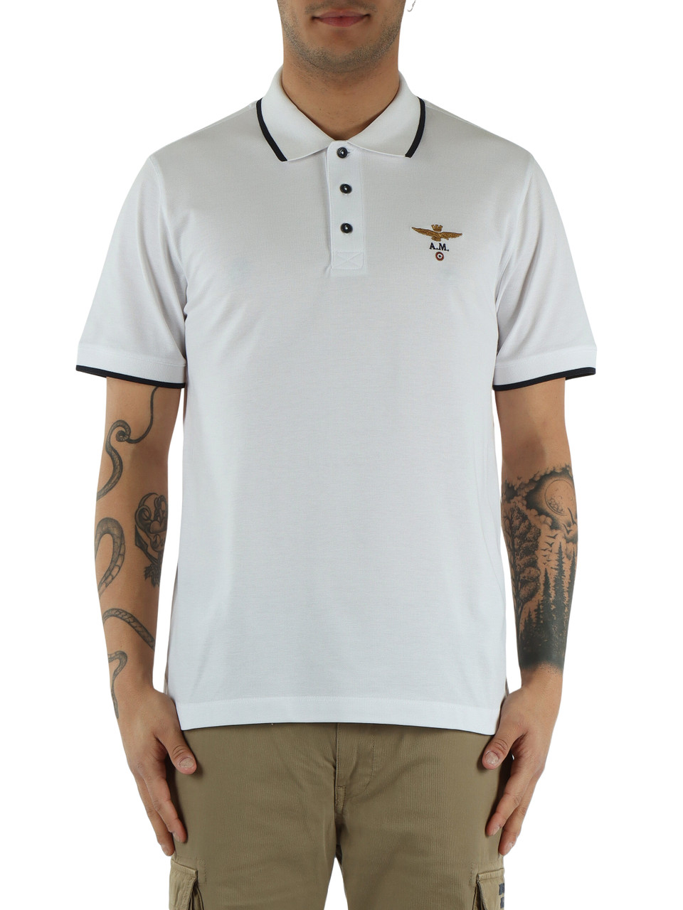 BIANCO | Polo in cotone piquet regular fit