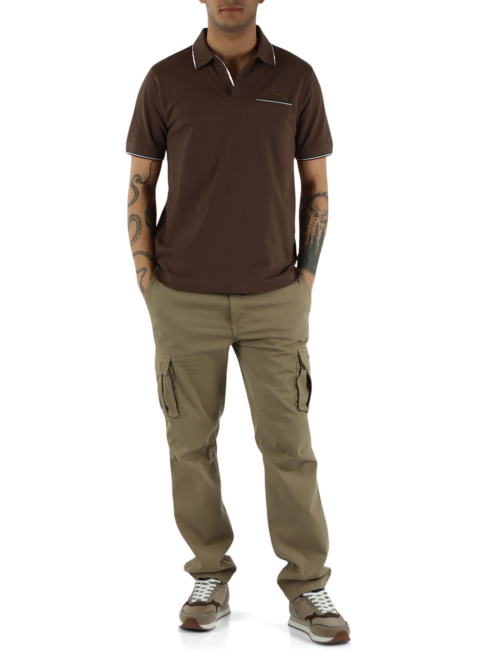 MARRONE | Polo derby regular fit in cotone