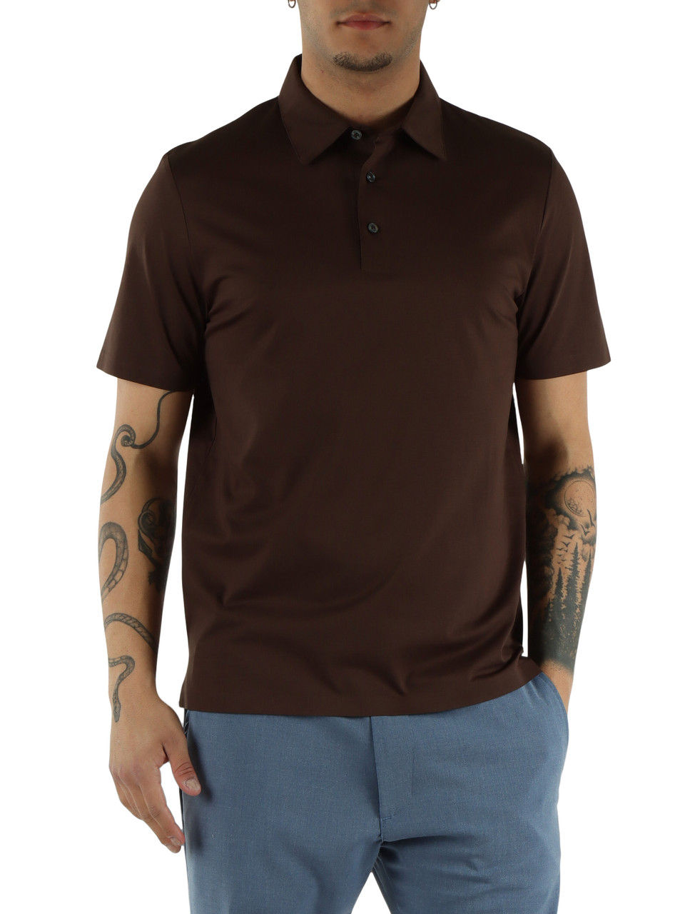 MARRONE | Polo in cotone Supima gasato mercerizzato HE1410008