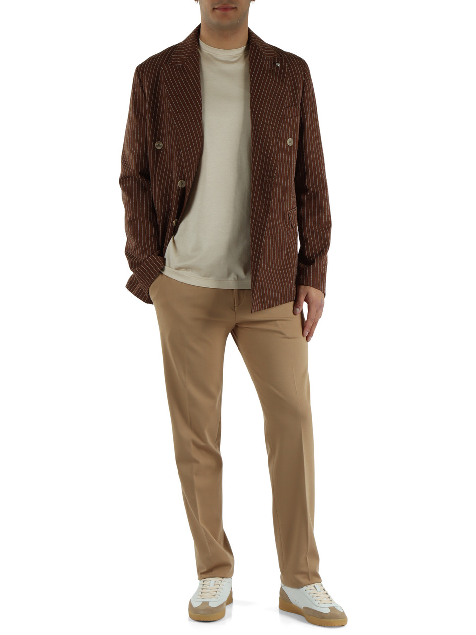 MARRONE | Giacca doppiopetto BONOBO in misto cotone