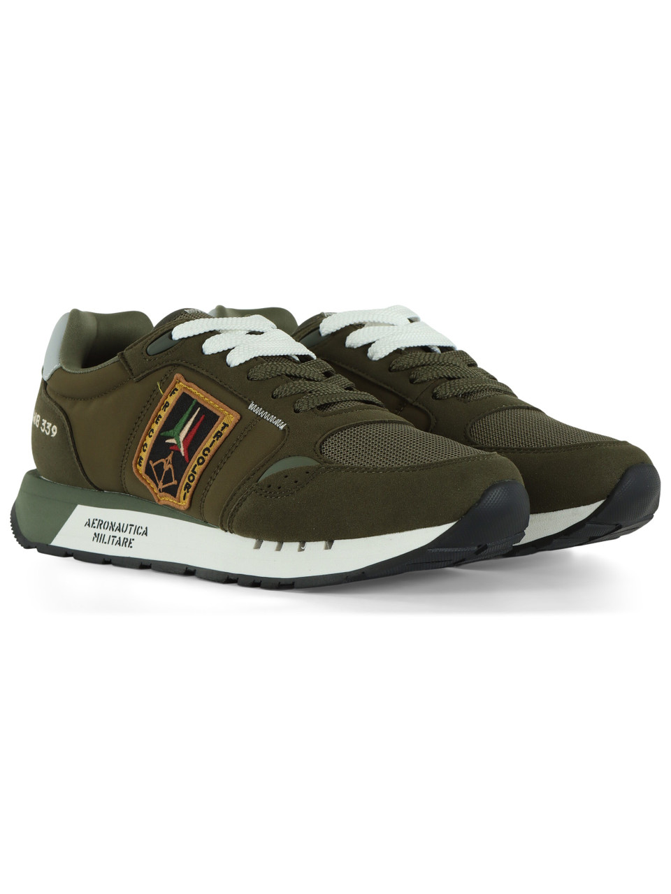 VERDE MILITARE | Sneakers in tessuto ed ecosuede con patch logo