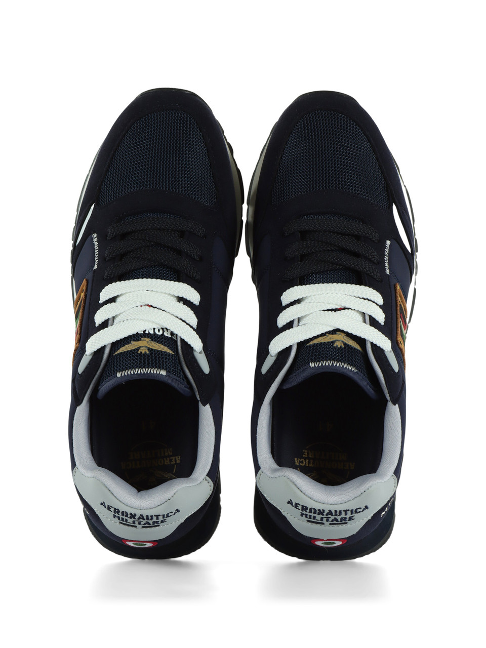 BLU SCURO | Sneakers in tessuto ed ecosuede con patch logo