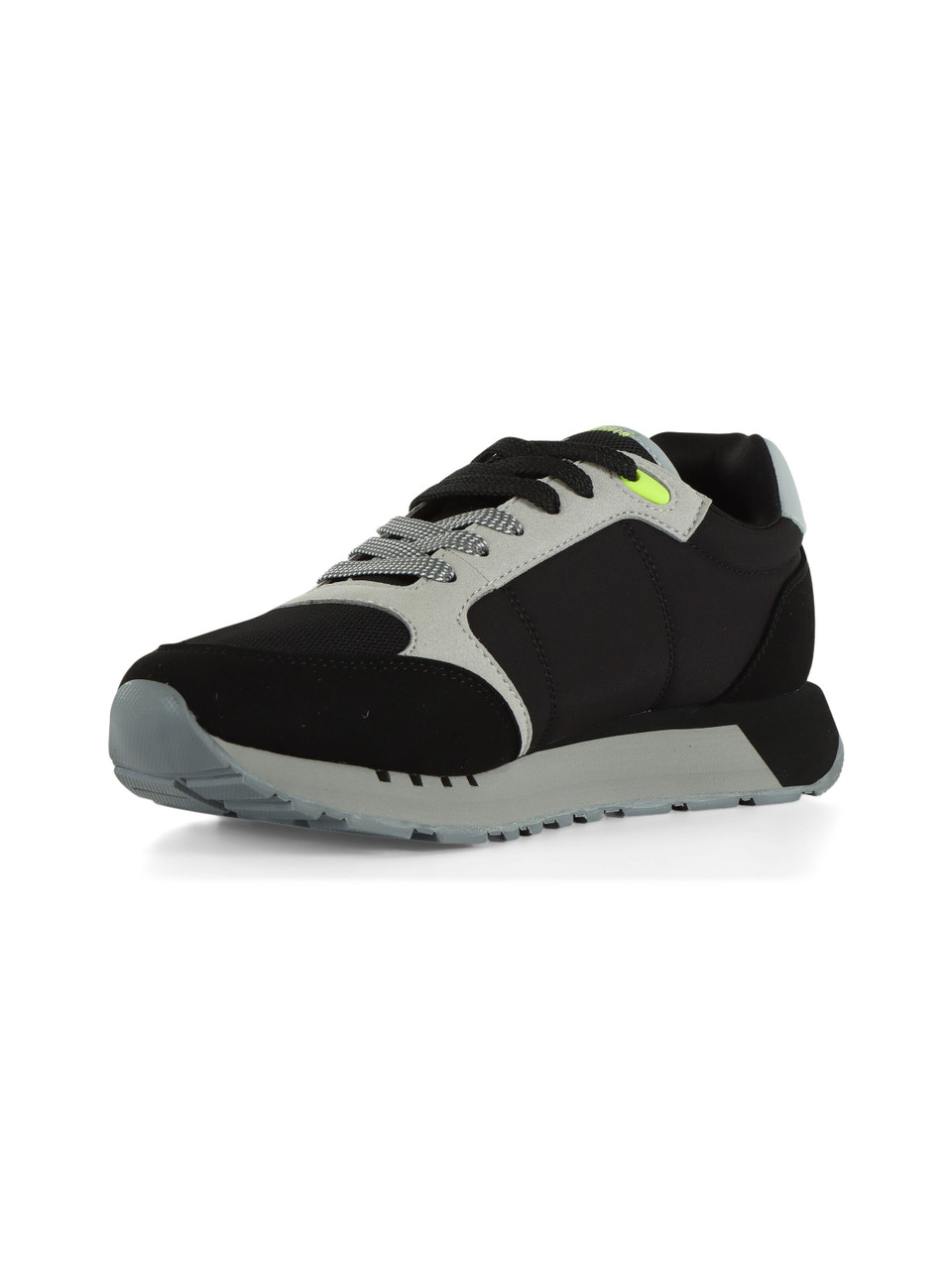 SCHWARZ | Sneakers aus Stoff und Ecosuede mit Logo-Patch