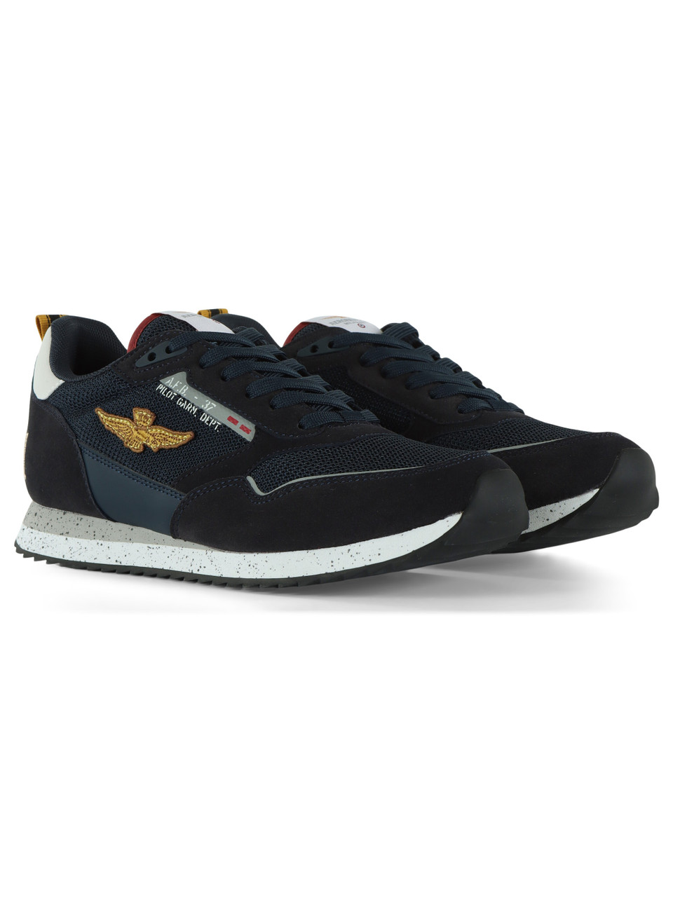 BLU SCURO | Sneakers in ecosuede e tessuto con patch logo