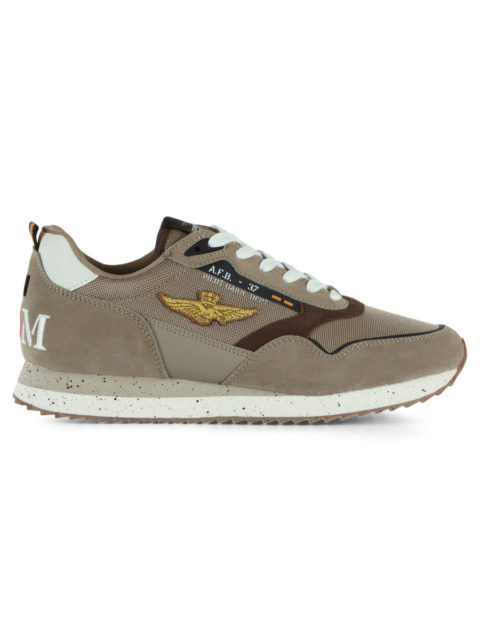 GREIGE | Sneakers in ecosuede e tessuto con patch logo