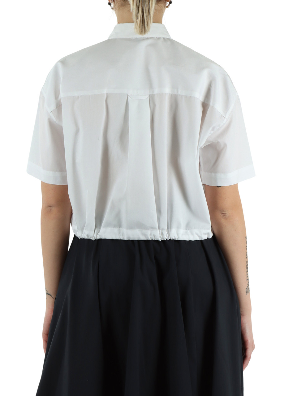 BIANCO | Camicia cropped in popeline di cotone