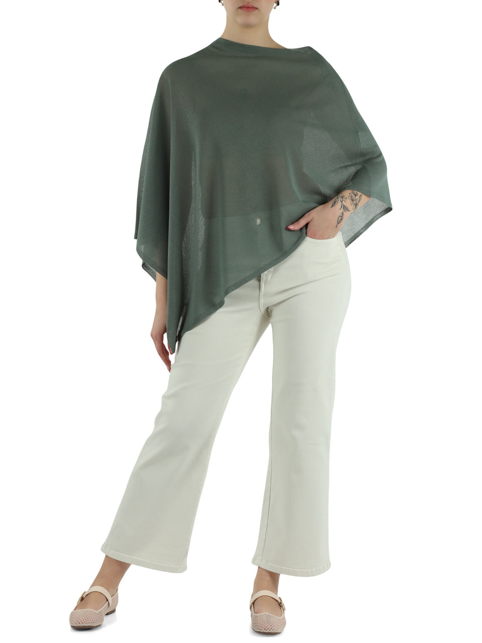 VERDE | MONOCHROME: Top a mantella in misto viscosa VELOCE