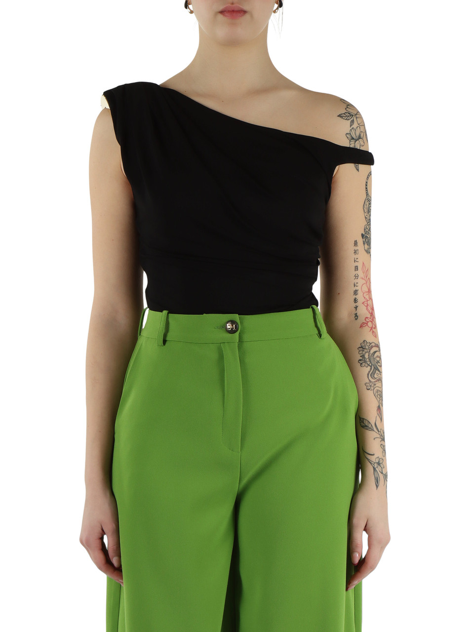 NERO | Body drappeggiato con spallina