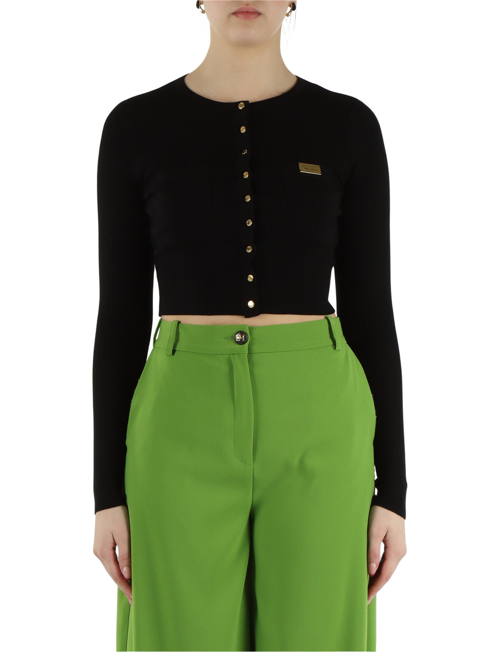 NERO | Cardigan cropped in misto lyocell e seta