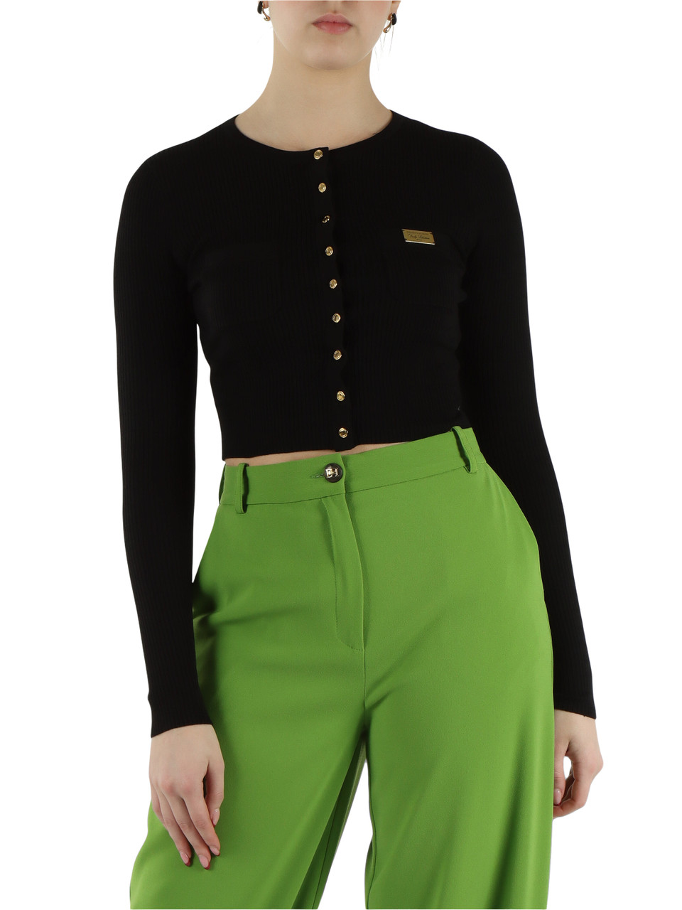 NERO | Cardigan cropped in misto lyocell e seta