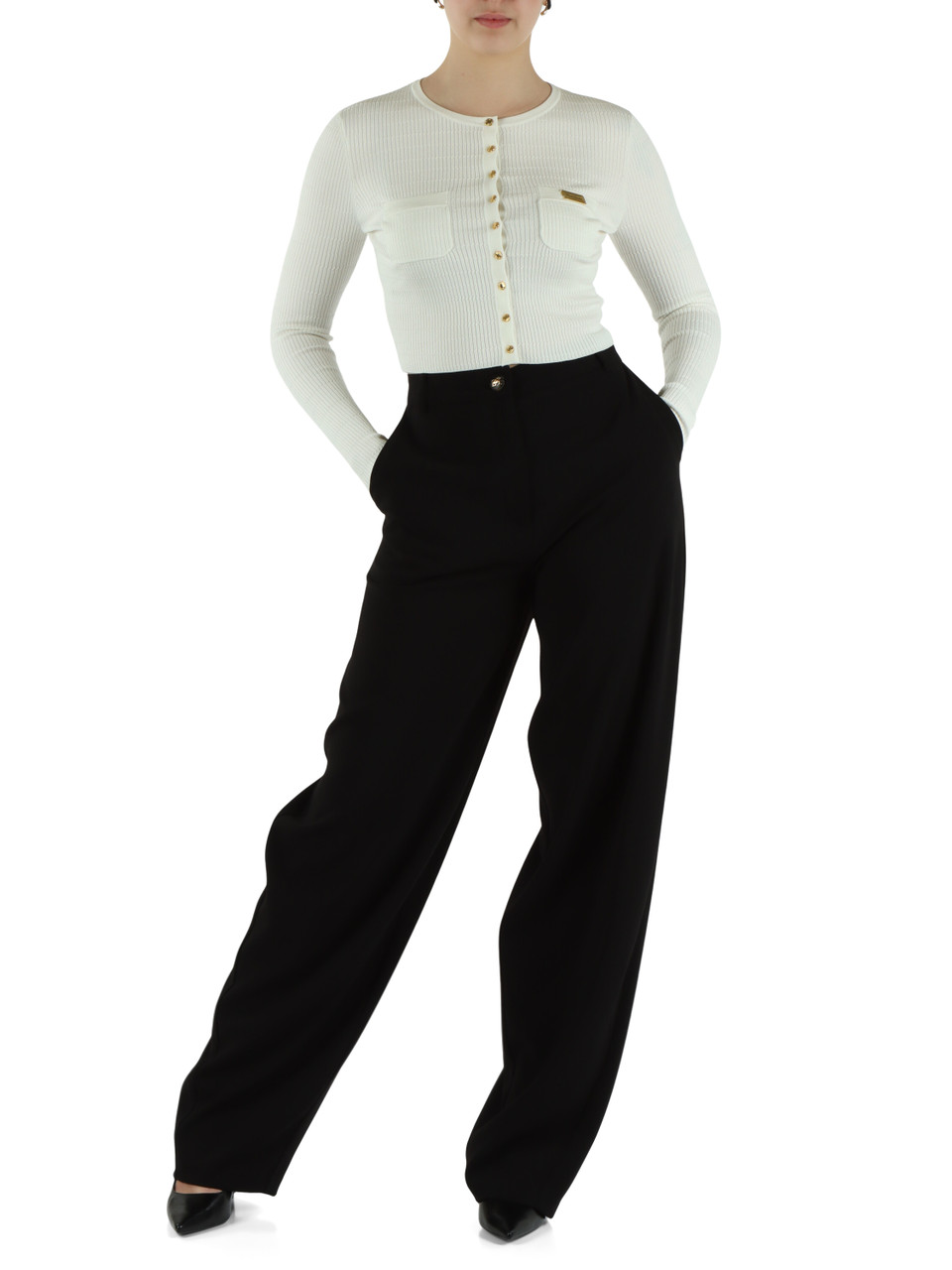 OFF WHITE | Cardigan cropped in misto lyocell e seta