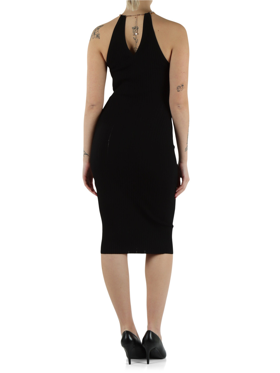 NERO | Abito a coste in maglina di misto viscosa