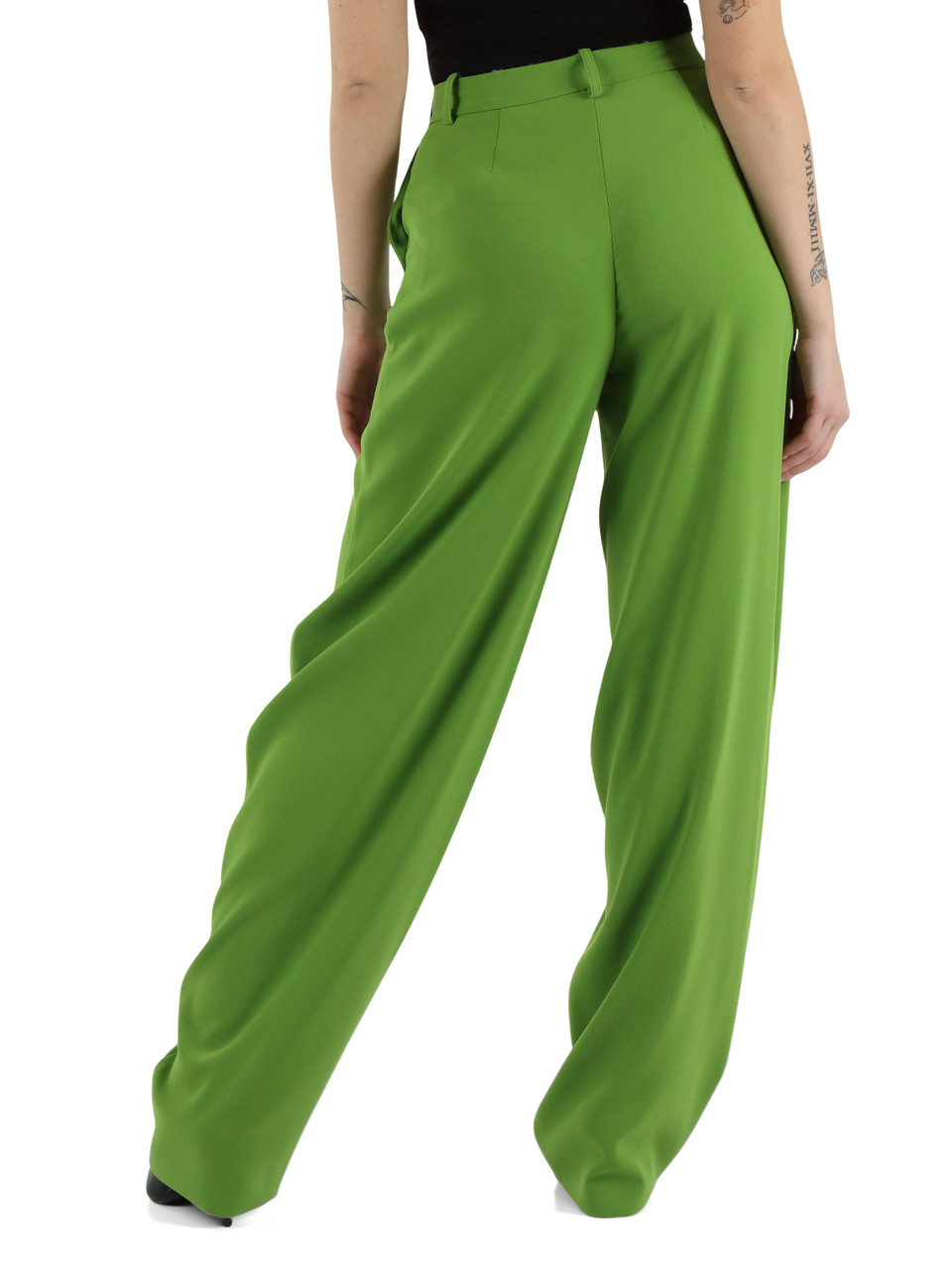 GRÜN | Oversize-Hose aus Krepp