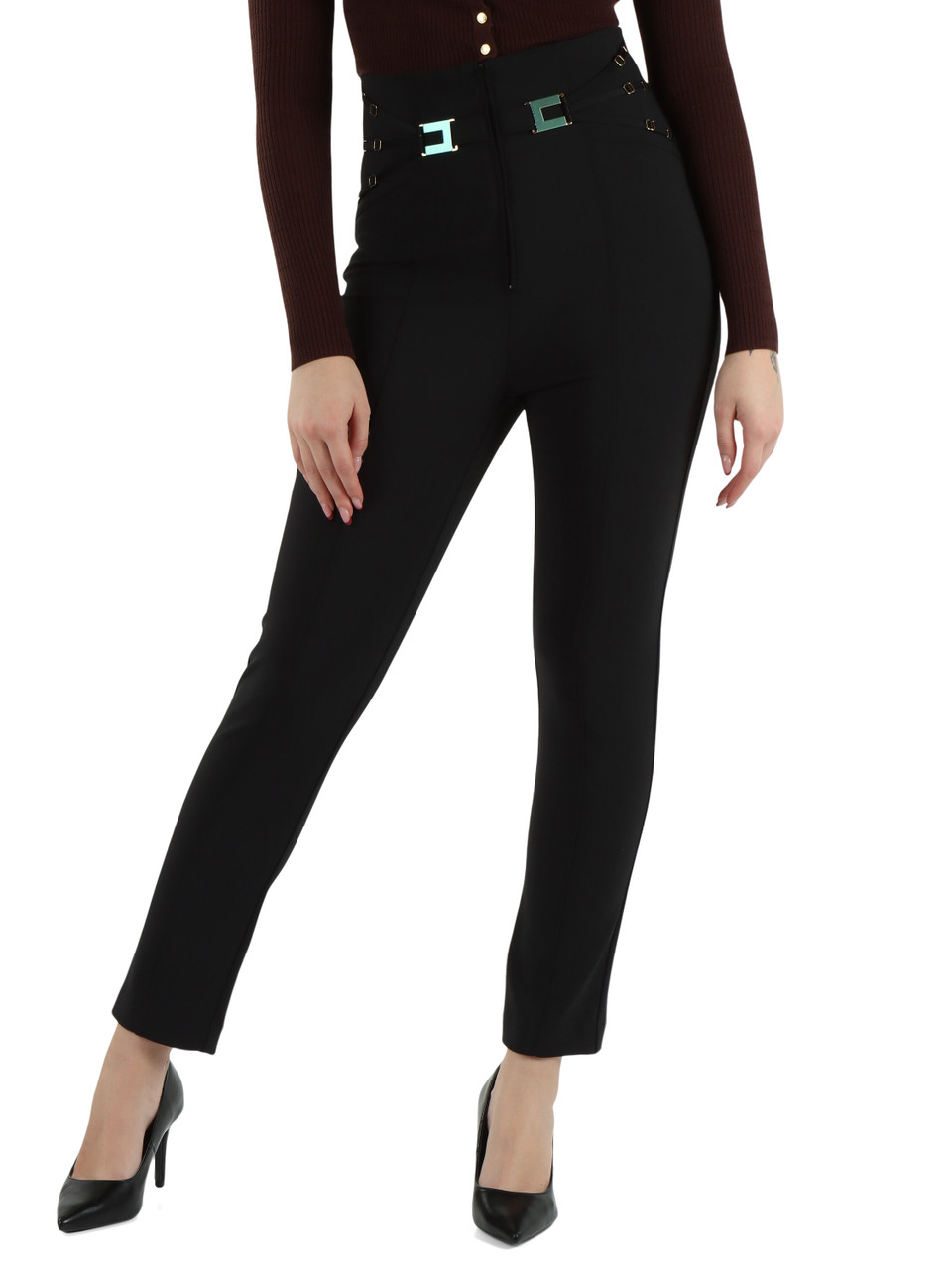 NERO | Pantaloni slim in doppio crepe stretch