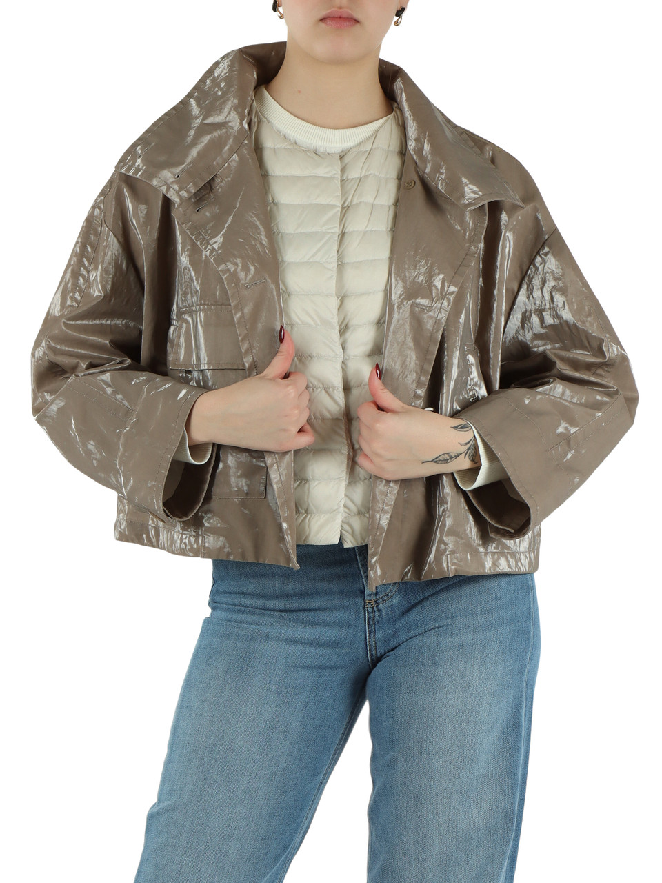 TORTORA | Giubbino in misto ramiè ELINA con gilet interno rimovibile