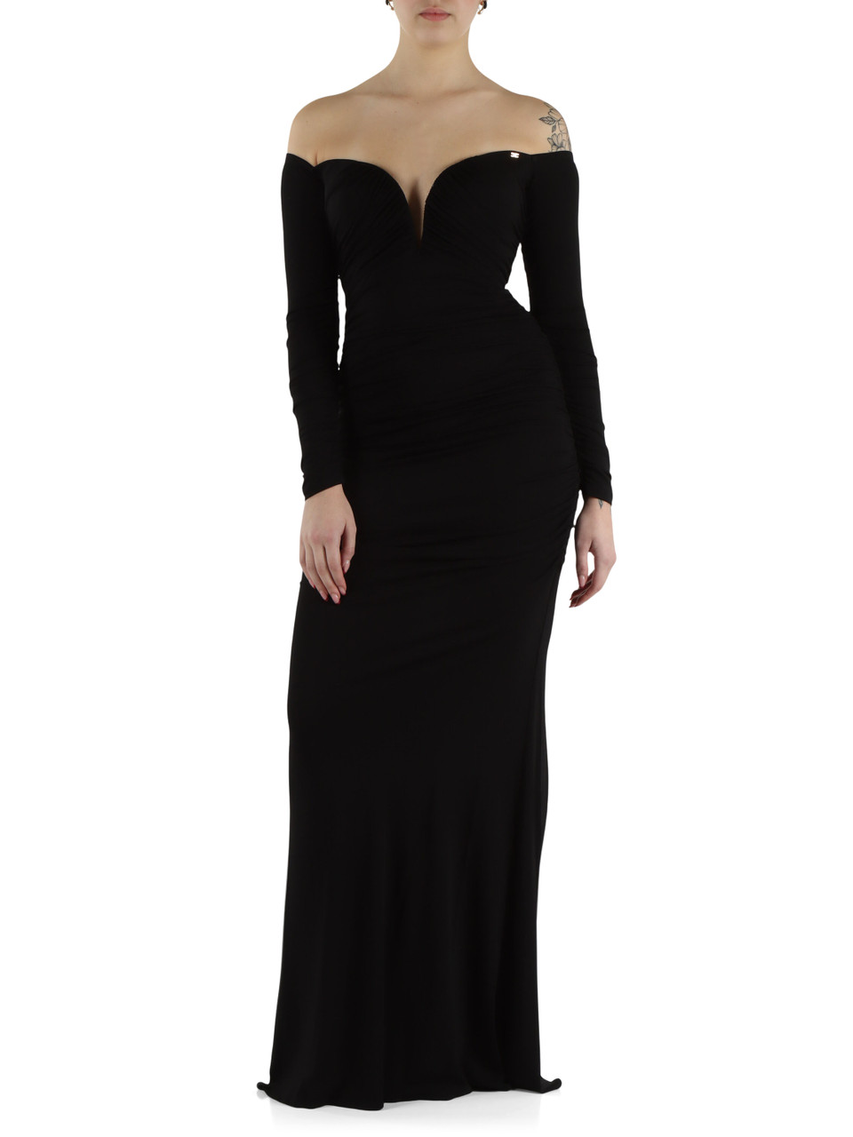 NERO | Abito lungo Red Carpet drappeggiato in jersey crepe