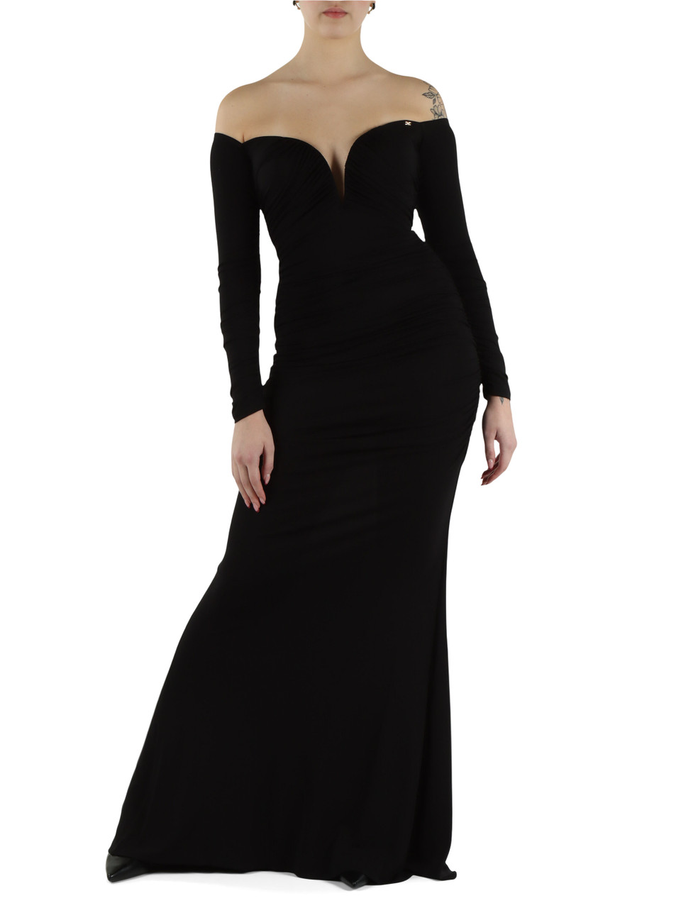 NERO | Abito lungo Red Carpet drappeggiato in jersey crepe