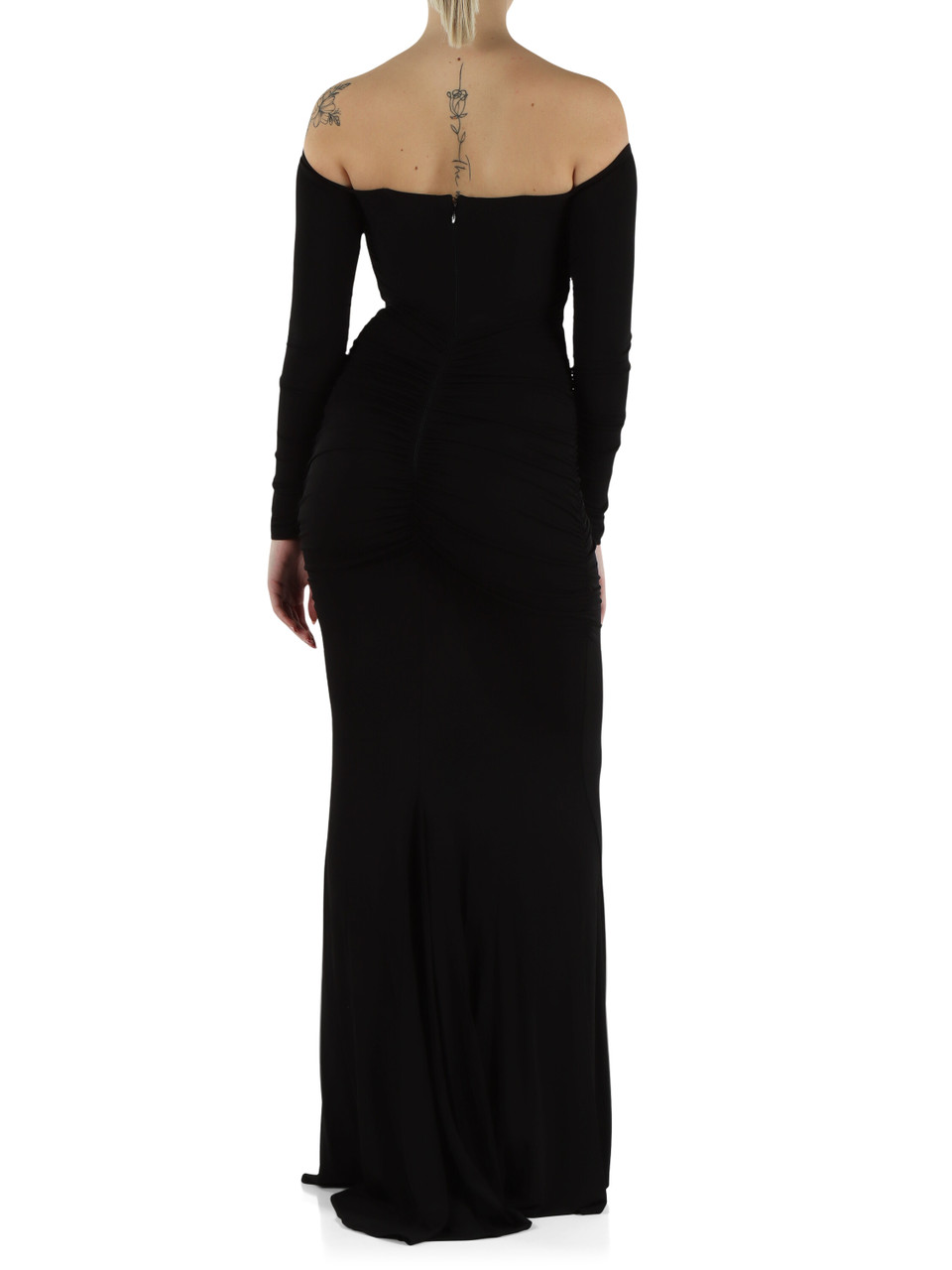 NERO | Abito lungo Red Carpet drappeggiato in jersey crepe