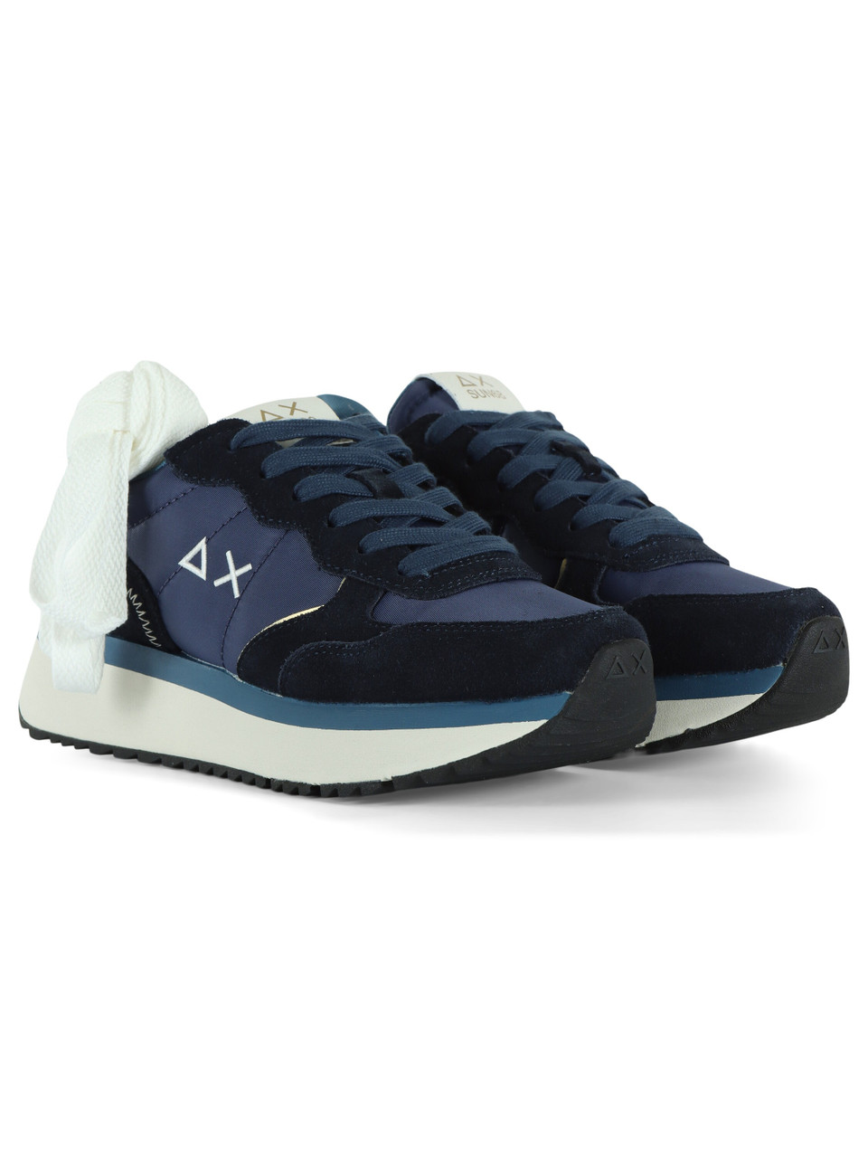 BLU SCURO | Sneakers in pelle e tessuto BIG ALLY GOLD